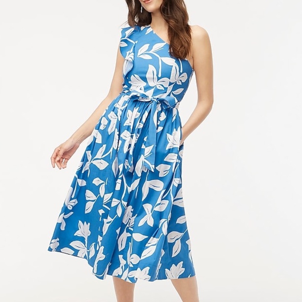 💥NEW💥 JCrew One Shoulder Floral Midi Dress